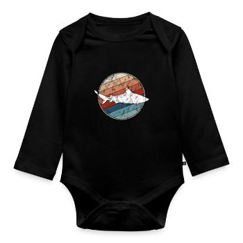 Requin rétro - Body Bébé bio manches longues - noir - Devant