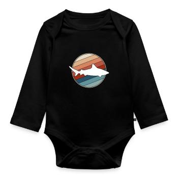Requin rétro - Body Bébé bio manches longues - noir - Devant