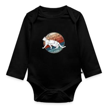 Katze Retro - Baby Bio-Langarm-Body - Schwarz - Vorne