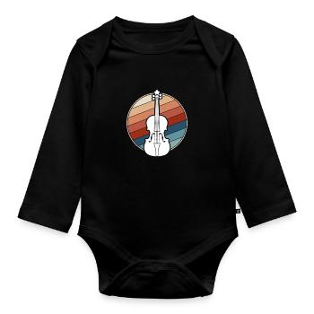 Violon Rétro - Body Bébé bio manches longues - noir - Devant