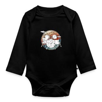 Drums Retro - Organic Longsleeve Baby Bodysuit - black - Front