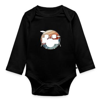 Drums Retro - Organic Longsleeve Baby Bodysuit - black - Front