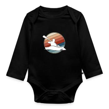 Canoe Retro - Organic Longsleeve Baby Bodysuit - black - Front