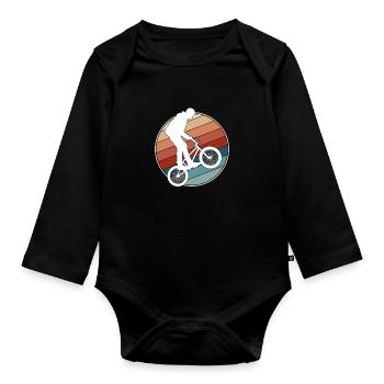BMX retro - Organic Longsleeve Baby Bodysuit - black - Front
