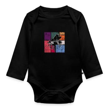 Klavier - Baby Bio-Langarm-Body - Schwarz - Vorne
