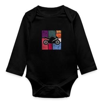 Motorcycle - Organic Longsleeve Baby Bodysuit - black - Front
