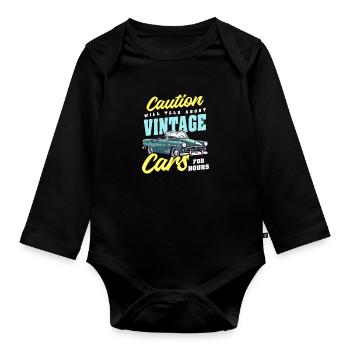 Automechaniker spricht über Oldtimer - Baby Bio-Langarm-Body - Schwarz - Vorne
