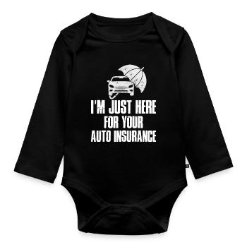 Funny Car Insurance Agent - Organic Longsleeve Baby Bodysuit - black - Front