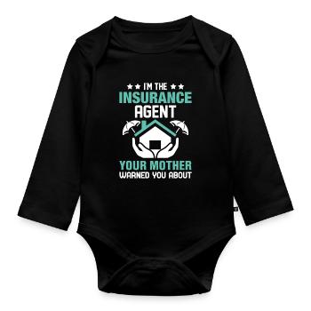 Komischer Broker - Baby Bio-Langarm-Body - Schwarz - Vorne