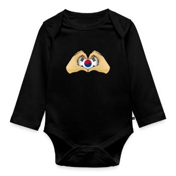Corée du Sud - Body Bébé bio manches longues - noir - Devant
