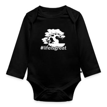 Bonsai Bonsai Life Is Great - Organic Longsleeve Baby Bodysuit - black - Front
