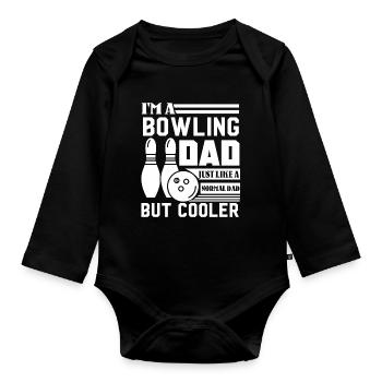 Bowling Bowling Dad Is Cooler - Organic Longsleeve Baby Bodysuit - black - Front