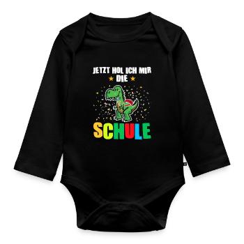 Schulkind Dino Einschulung Geschenk - Baby Bio-Langarm-Body - Schwarz - Vorne