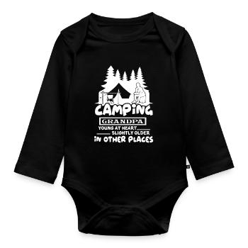 Camping Grandpa Young At Heart - Organic Longsleeve Baby Bodysuit - black - Front