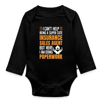 Funny insurance broker - Organic Longsleeve Baby Bodysuit - black - Front
