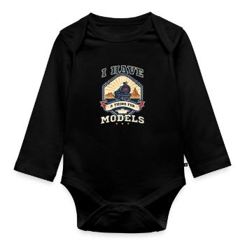 Modelleisenbahn hat eine Vorliebe für Modelle - Baby Bio-Langarm-Body - Schwarz - Vorne