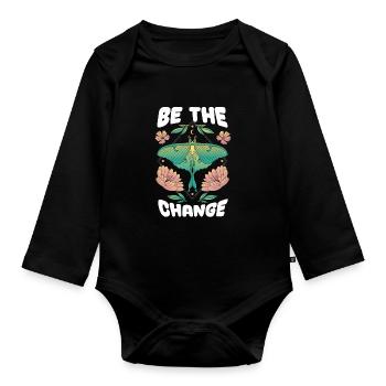 Hobby gardeners garden garden butterflies - Organic Longsleeve Baby Bodysuit - black - Front
