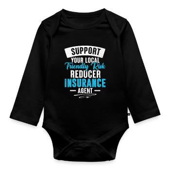 Komischer Broker - Baby Bio-Langarm-Body - Schwarz - Vorne