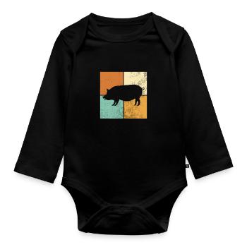 Schwein - Baby Bio-Langarm-Body - Schwarz - Vorne