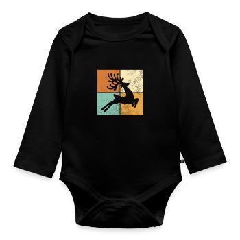 Elch - Baby Bio-Langarm-Body - Schwarz - Vorne