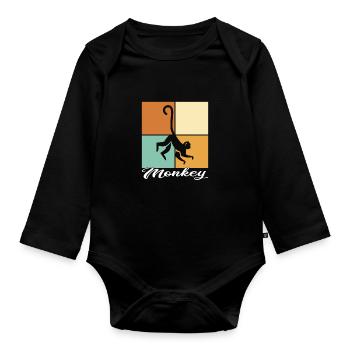 Affe - Baby Bio-Langarm-Body - Schwarz - Vorne