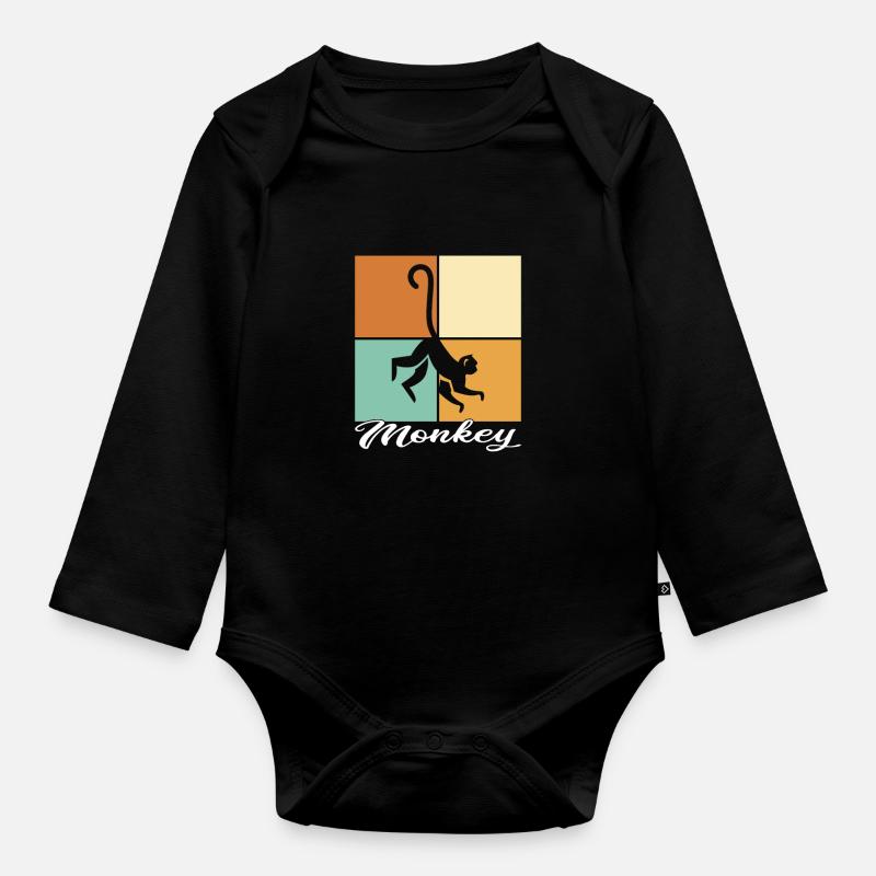 Affe - Baby Bio-Langarm-Body - Schwarz