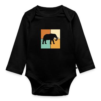 Éléphant - Body Bébé bio manches longues - noir - Devant