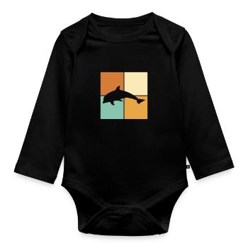Delfin - Baby Bio-Langarm-Body - Schwarz - Vorne