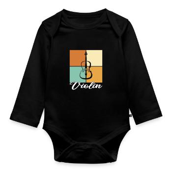 Geige - Baby Bio-Langarm-Body - Schwarz - Vorne