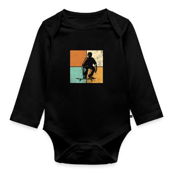 Skate - Organic Longsleeve Baby Bodysuit - black - Front