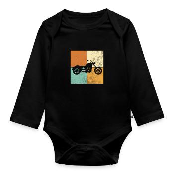 Motorcycle - Organic Longsleeve Baby Bodysuit - black - Front