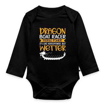 Lustige Drachenboot-Rennfahrer Paddel Pferdestärke - Baby Bio-Langarm-Body - Schwarz - Vorne
