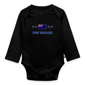 Neuseeland - Baby Bio-Langarm-Body - Schwarz - Vorne