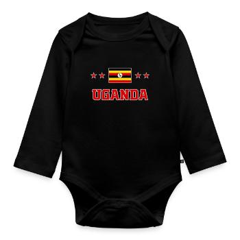 Uganda - Organic Longsleeve Baby Bodysuit - black - Front