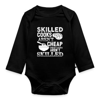Chef Skilled Cooks Aren't Cheap - Organic Longsleeve Baby Bodysuit - black - Front