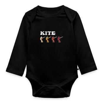 Kite Surfing Retro - Organic Longsleeve Baby Bodysuit - black - Front