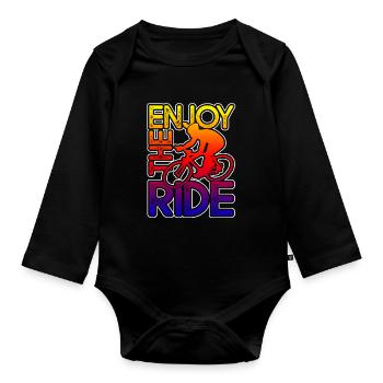 Cycling Cycling Enjoy The Ride - Organic Longsleeve Baby Bodysuit - black - Front