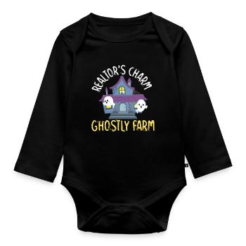 Real Estate Agent Charm Ghostly Farm Immobilienmak - Organic Longsleeve Baby Bodysuit - black - Front
