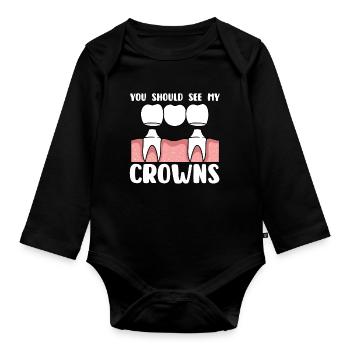 Funny Dental Lab Technician Dentist - Organic Longsleeve Baby Bodysuit - black - Front