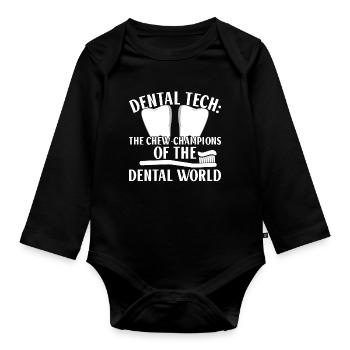 Funny technician for dental lab - Organic Longsleeve Baby Bodysuit - black - Front