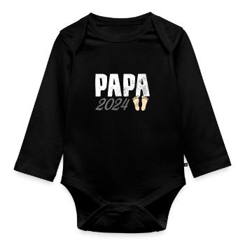 Papa 2024 - Baby Bio-Langarm-Body - Schwarz - Vorne