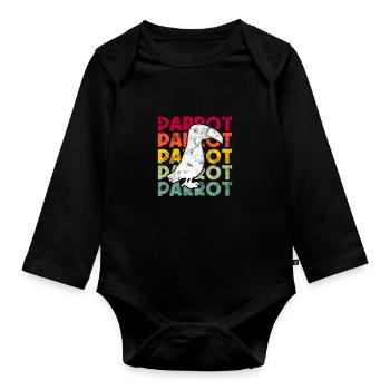 Papagei Retro - Baby Bio-Langarm-Body - Schwarz - Vorne