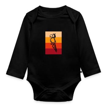 Papagei Retro - Baby Bio-Langarm-Body - Schwarz - Vorne