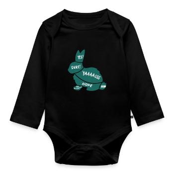 Hase Streichel-Zonen Haustier Häschen Geschenk - Baby Bio-Langarm-Body - Schwarz - Vorne