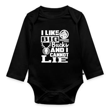 Deer Hunting Deer Hunting I Like Big Bucks - Organic Longsleeve Baby Bodysuit - black - Front