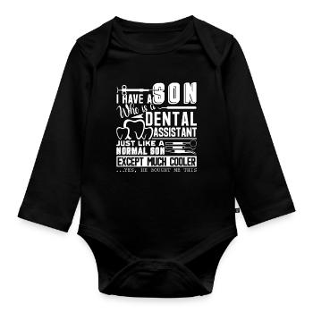 Dental Assistant My Son Is A Dental Assistant - Organic Longsleeve Baby Bodysuit - black - Front