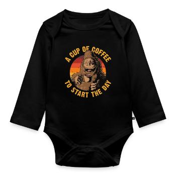 A cup of coffee to start the day retro - Organic Longsleeve Baby Bodysuit - black - Front