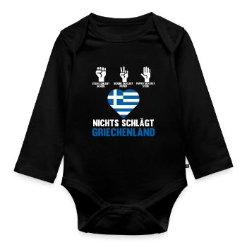 Griechen Grieche Griechenland - Baby Bio-Langarm-Body - Schwarz - Vorne
