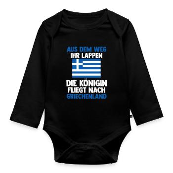 Griechen Königin Grieche Griechenland - Baby Bio-Langarm-Body - Schwarz - Vorne