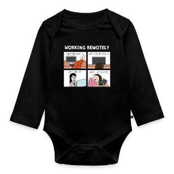 Arbeiten aus der Ferne Design für stolze Pinoys - Baby Bio-Langarm-Body - Schwarz - Vorne